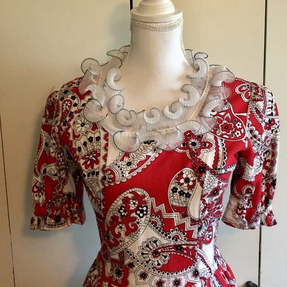 Vintage Handmade Square Dance Outfit Matching Mens Womens Used 2 Piece Red Black - Picture 6 of 16